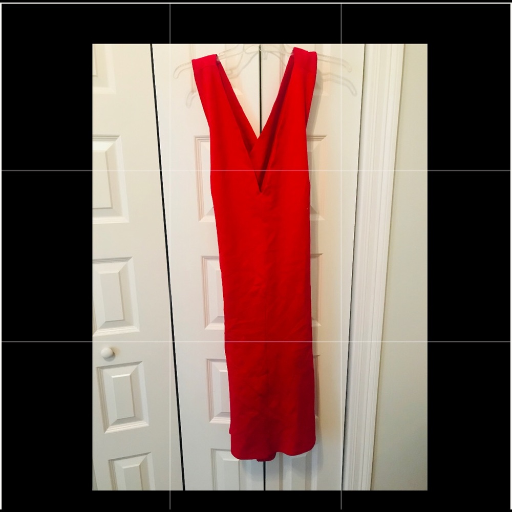 Red Criss-Cross Midi Dress